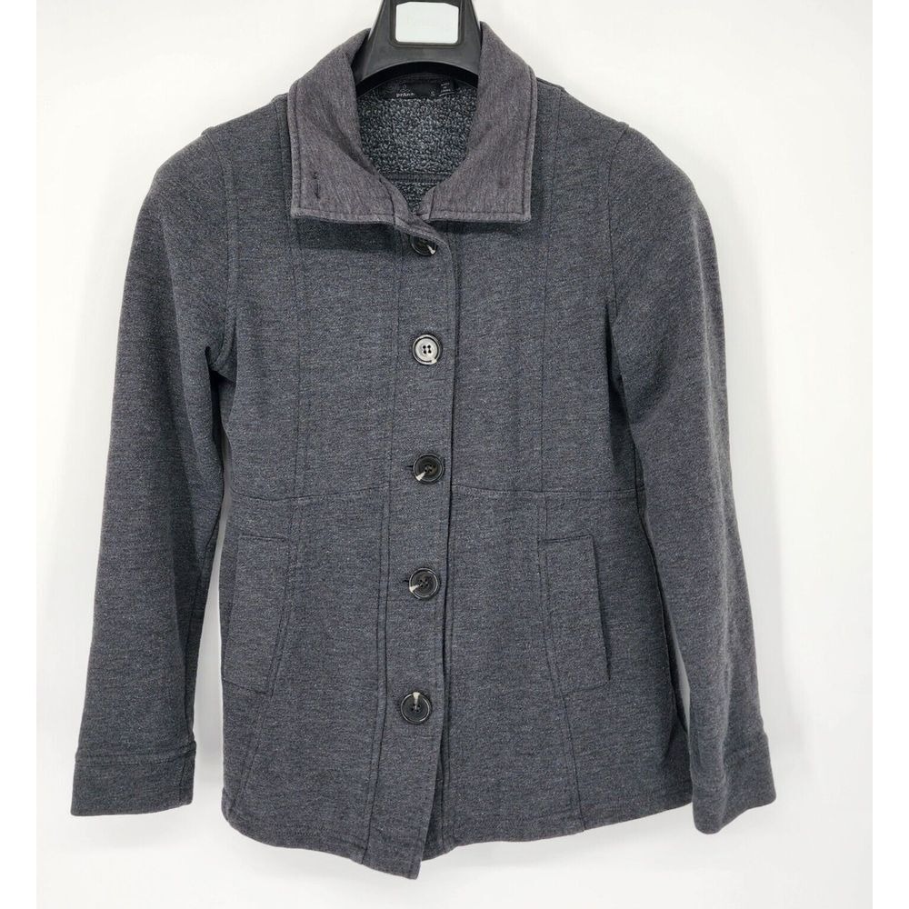Prana Coat Jacket Women's Size Small Gray‎ Button Up with Pockets